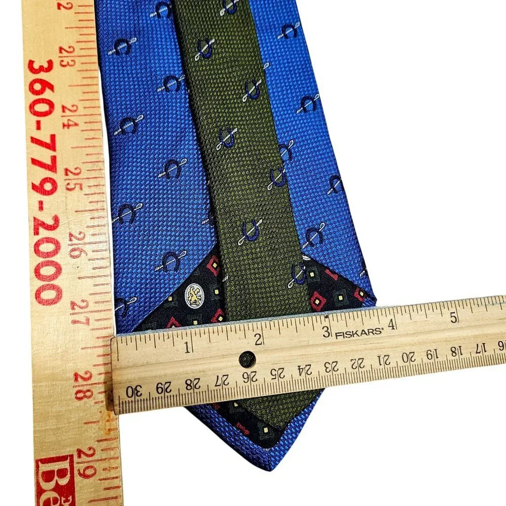 Tommy‎ Hilfiger Mens Blue Patterned Silk Tie Horse, Horseshoe, Polo, Equestrian